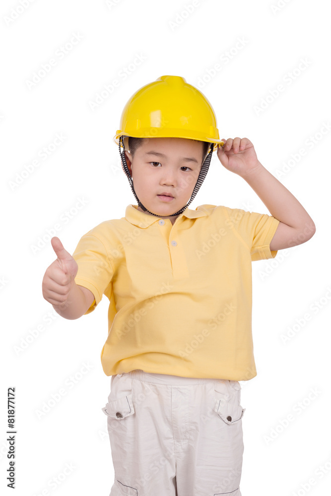 Adorable future architect over a white background Adorable future architect over a white background