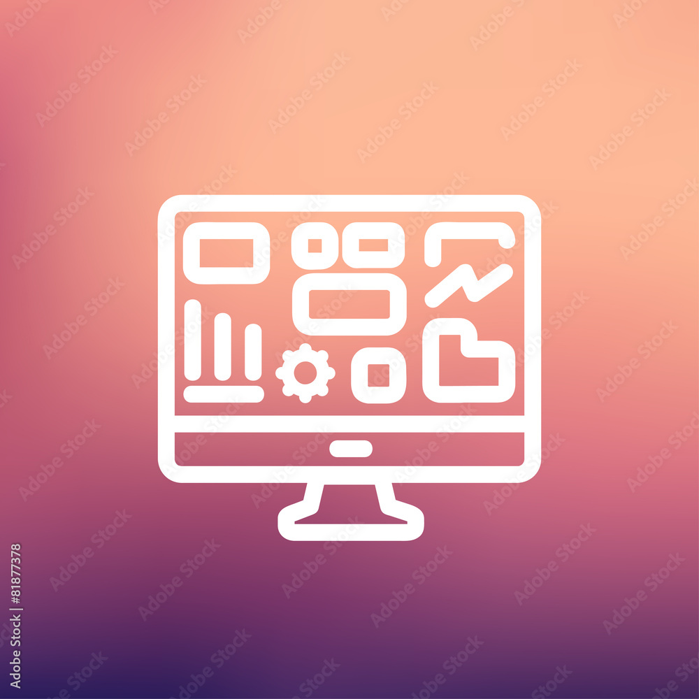 Monitor with business graph thin line icon Monitor with business graph thin line icon