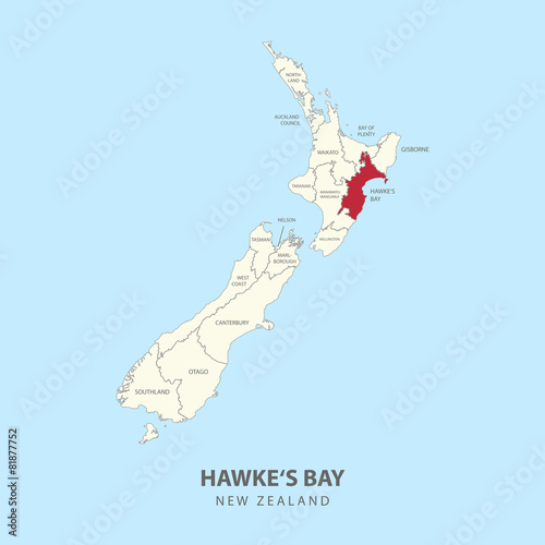 HAWKE'S BAY REGION MAP flat design illustration vector