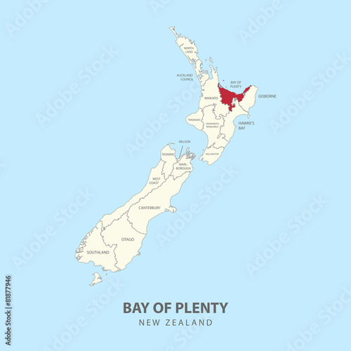 BAY OF PLENTY REGION MAP flat design illustration vector