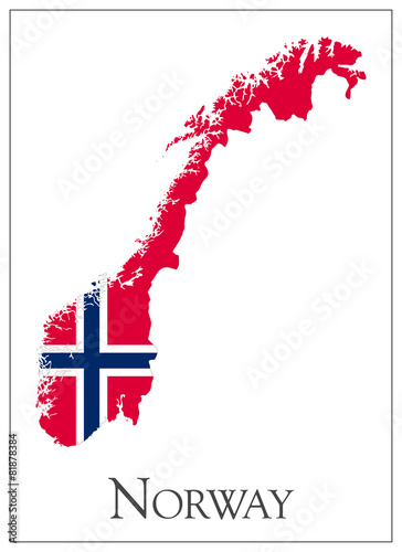 Fotografie, Obraz Norway flag map