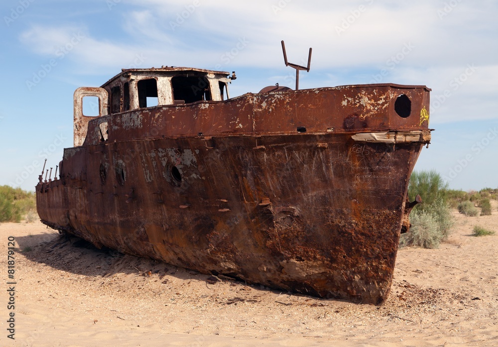 Boats in desert around Moynaq - Aral sea Boats in desert around Moynaq - Aral sea