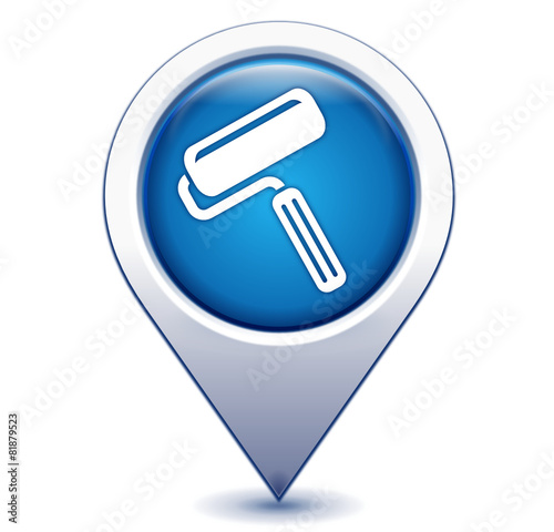 peinture sur marqueur géolocalisation bleu