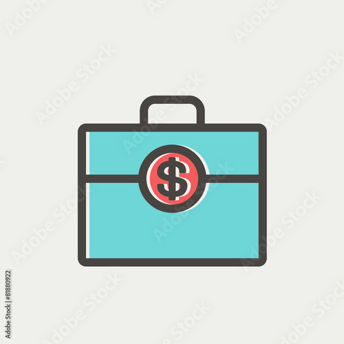 Money suitcase thin line icon