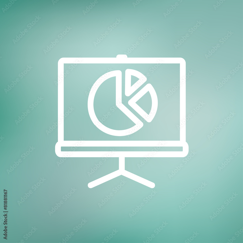 Roller screen with pie graph thin line icon Roller screen with pie graph thin line icon