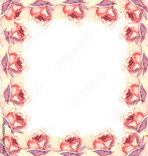 Seamless pattern with flowers rose watercolor
