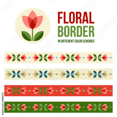 Set of design elements - floral borders