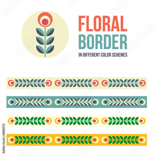 Set of design elements - floral borders