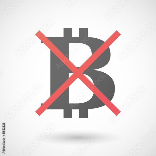 Not allowed icon with a bit coin sing