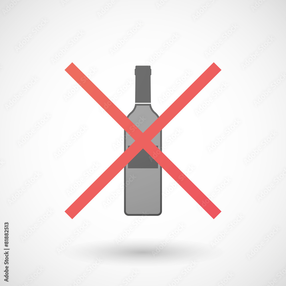 Not allowed icon with a bottle of wine Not allowed icon with a bottle of wine
