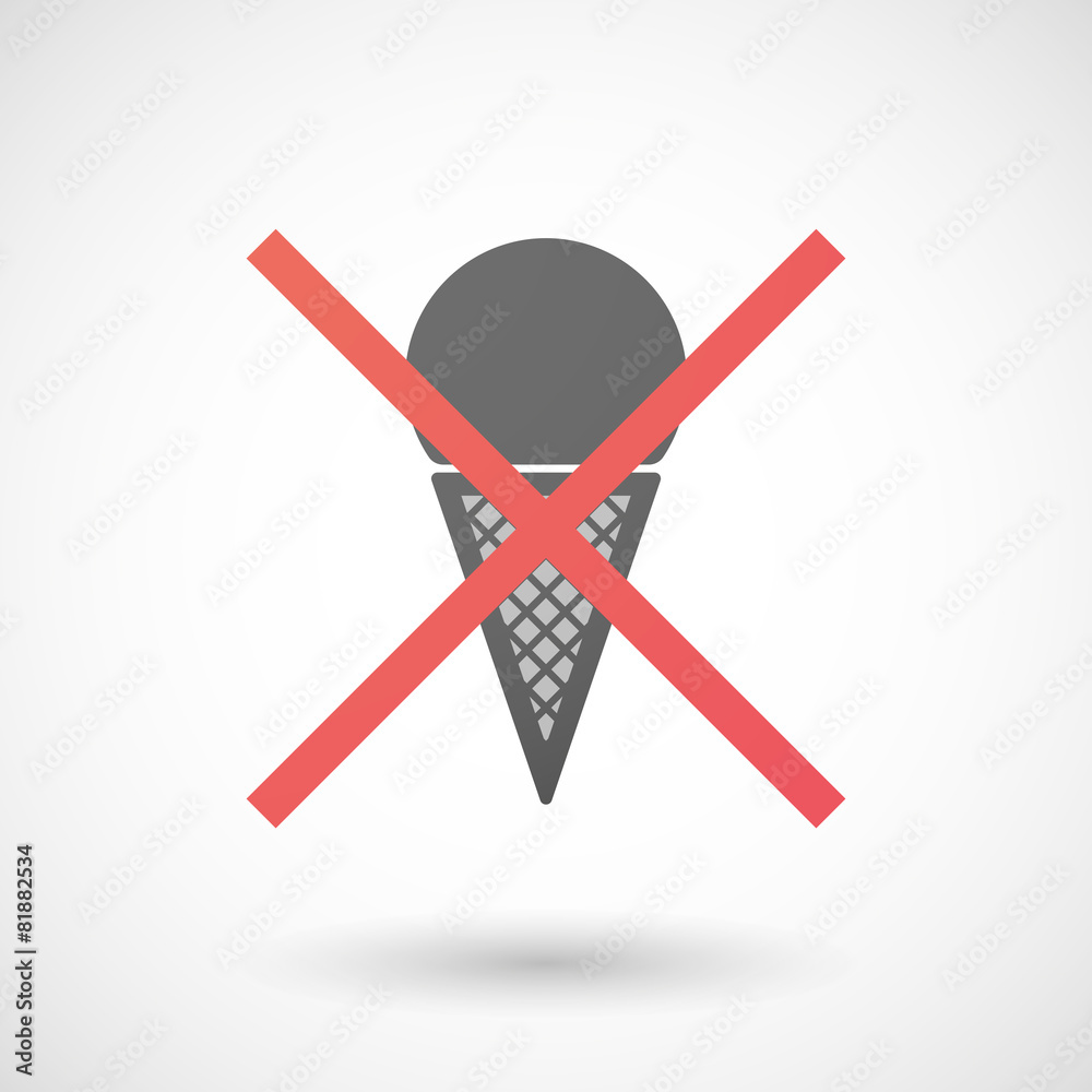 Not allowed icon with a cone ice cream