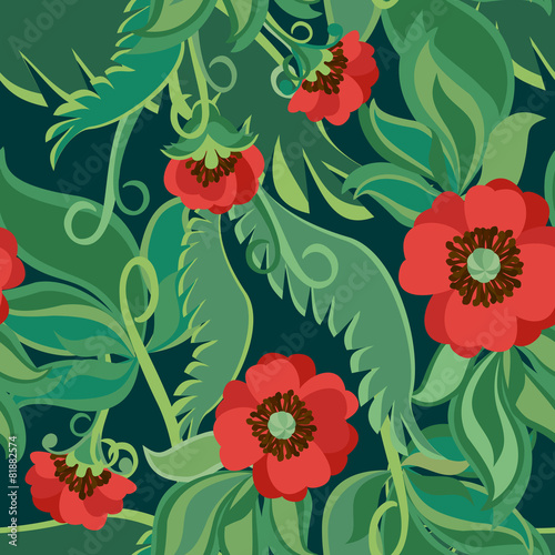 Fototapeta Naklejka Na Ścianę i Meble -  Bright Poppies Seamless Background