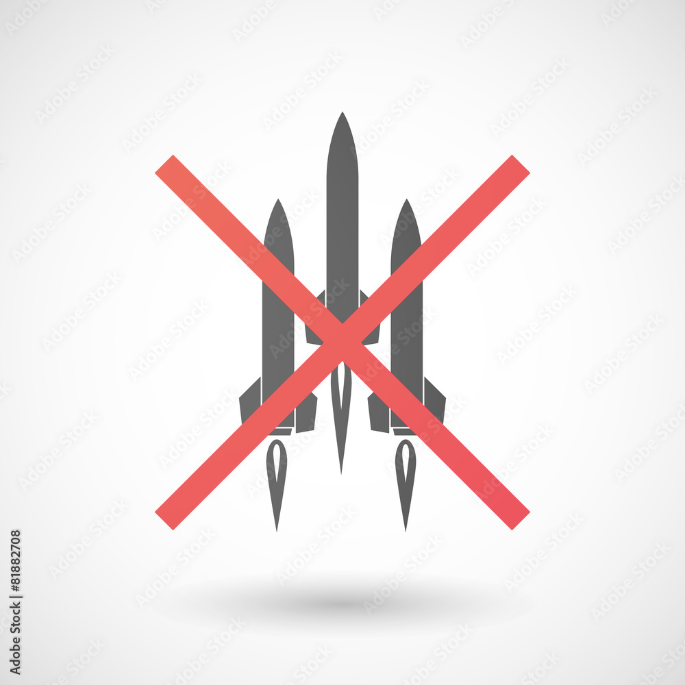 Not allowed icon with missiles Not allowed icon with missiles
