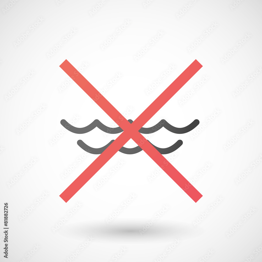 Not allowed icon with a sea sign