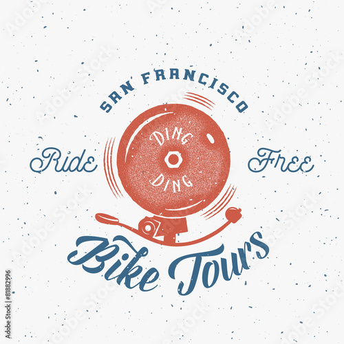 Bycicle Bell Abstract Retro Vector Label or Logo Template