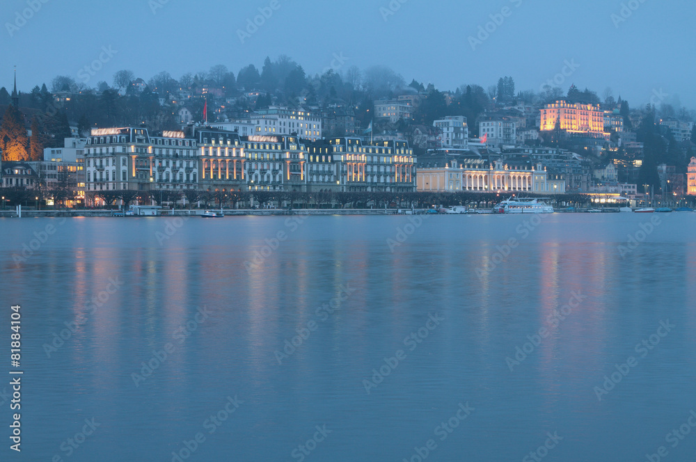 City on lake. Lucerne, Switzerland