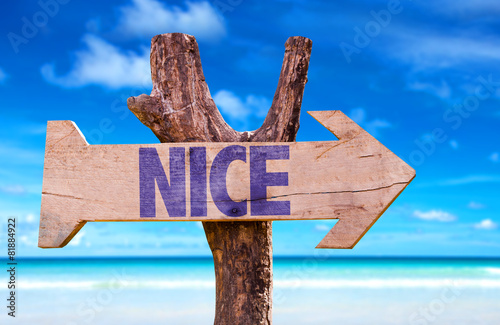 Nice wooden sign with beach background