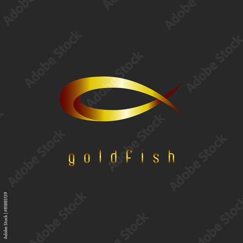 Goldfish abstract logo, concept shape of animal, mockup jewelry