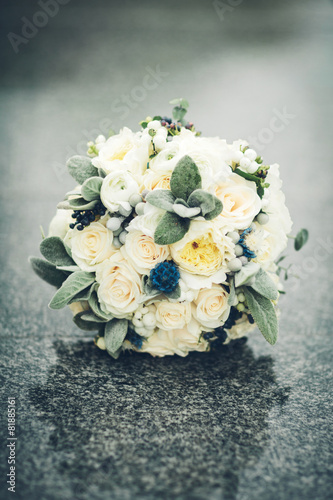 bridal bouquet with white roses