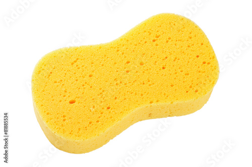 Yellow sponge isolated on the white with clipping path photo
