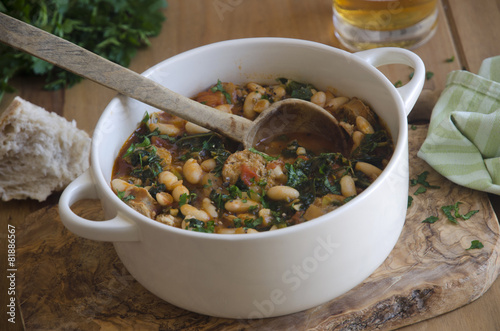 Sausage, bean and kale stew