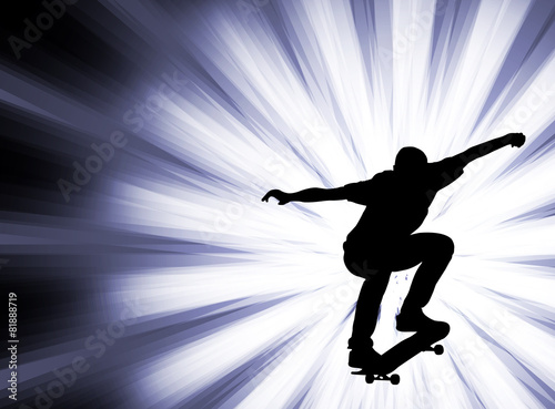 skateboarder on the abstract background - vector