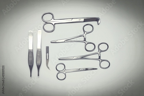 Various scissors and tweezers