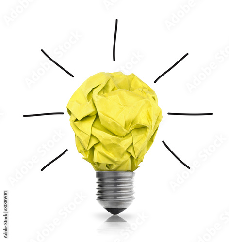 Paper ball forming a lightbulb