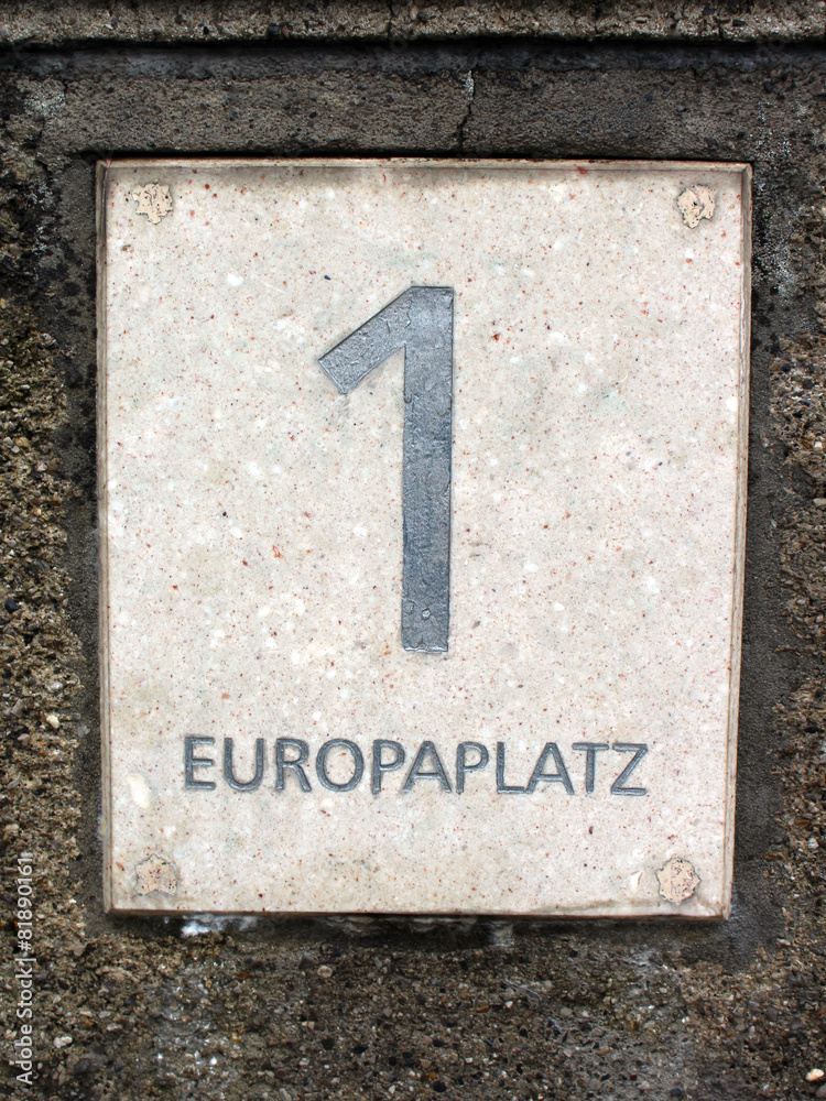Address label of Europaplatz 1 in Munich, Germany Address label of Europaplatz 1 in Munich, Germany