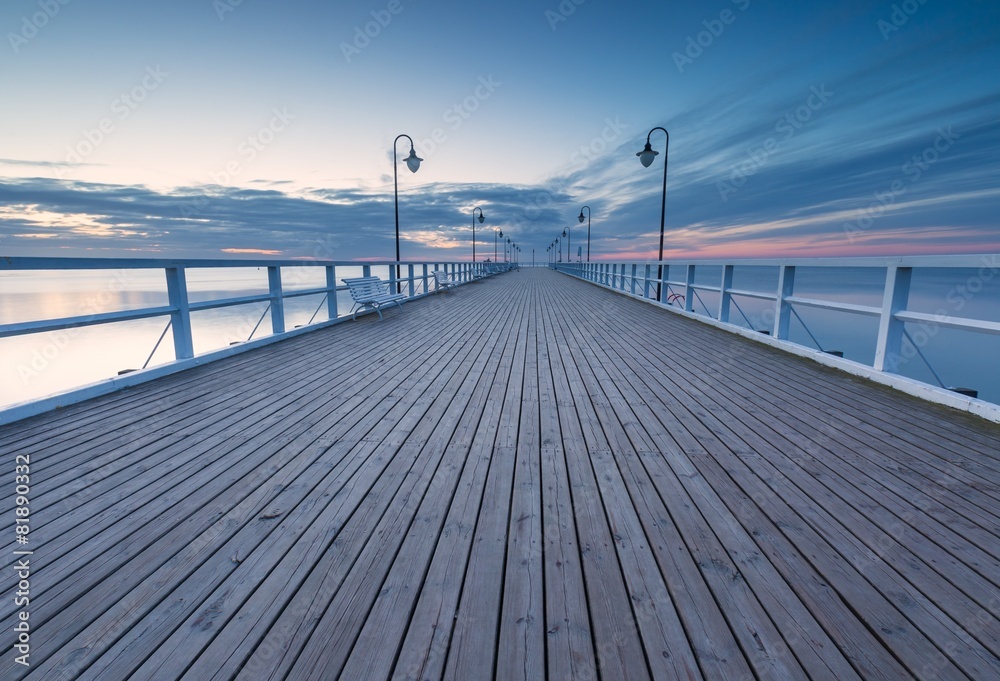 Seascape with pier. Molo in Orlowo, Gdynia