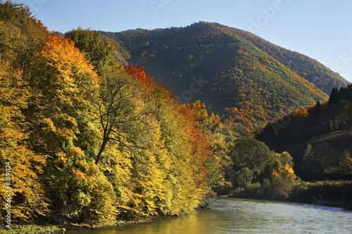 Mountain and river near Zilina. Slovakia photo