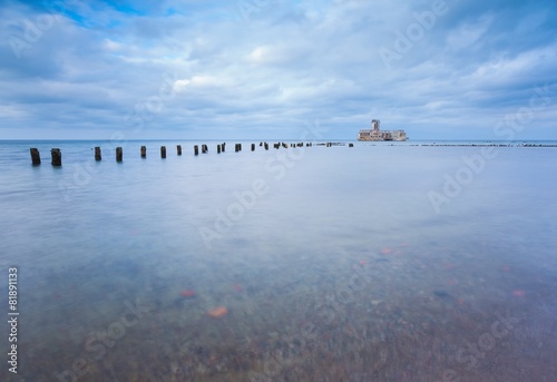 Baltic coast with old military buildings from world war II 