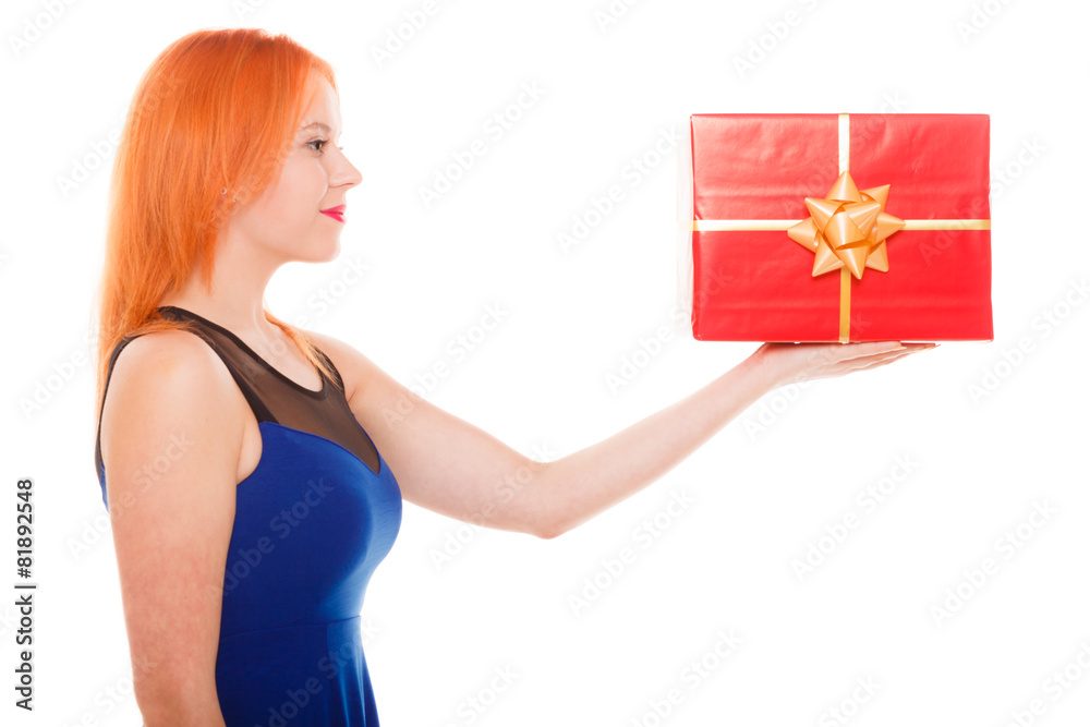 holidays love happiness concept - girl with gift box holidays love happiness concept - girl with gift box