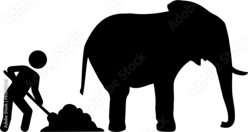 Worker removed elephant dung