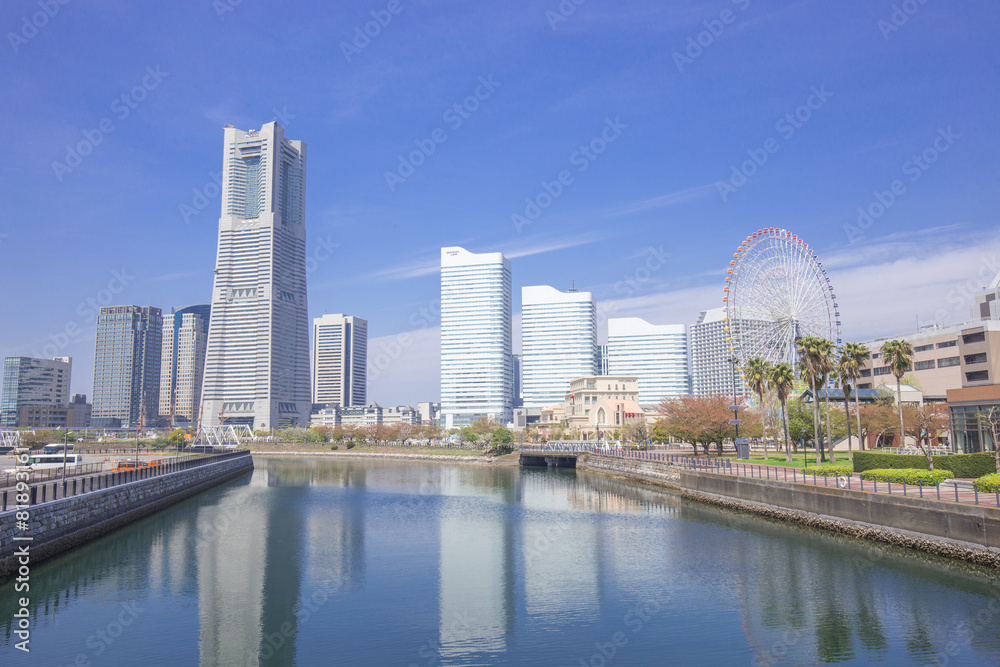 Naklejka premium 横浜みなとみらい・ランドマークタワー周辺