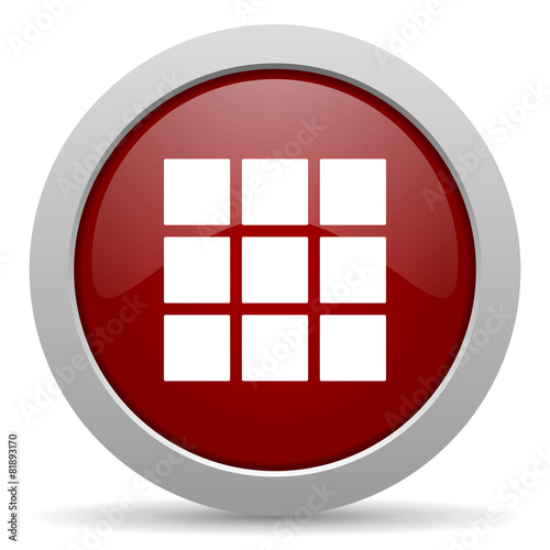 thumbnails grid red glossy web icon