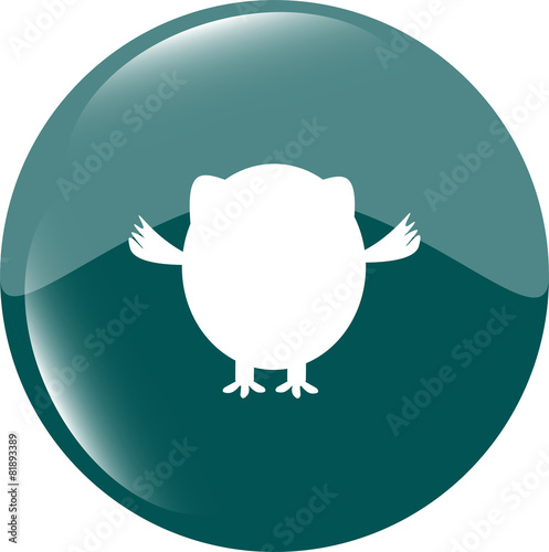 Owl icon button isolated on white
