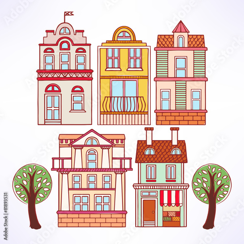vintage colored houses