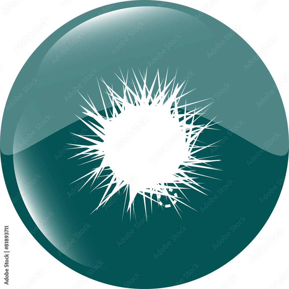 Sun Icon on Round Black Button Collection Original Illustration