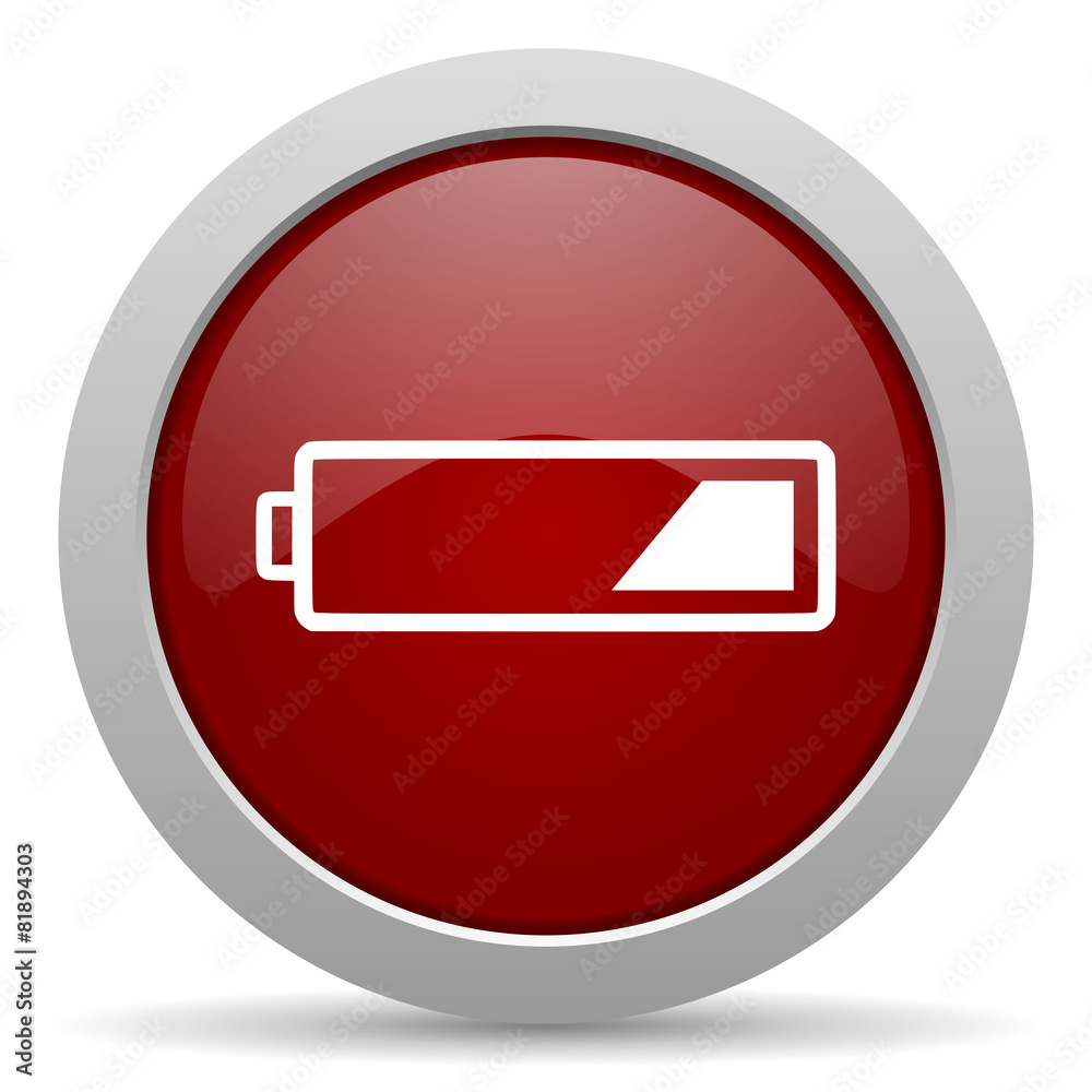 battery red glossy web icon battery red glossy web icon