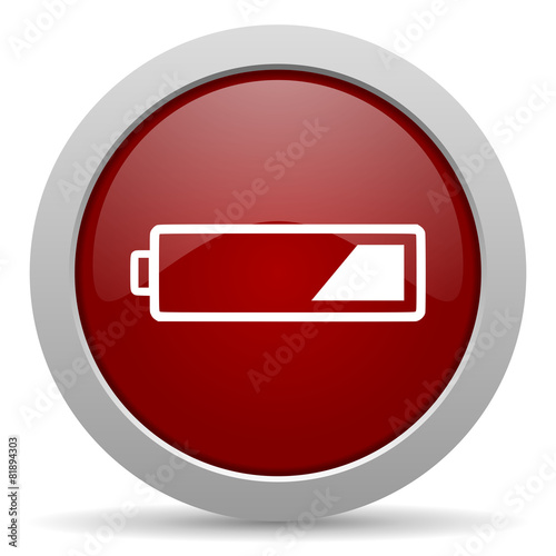 Free Download battery red glossy web icon - GFXLoad