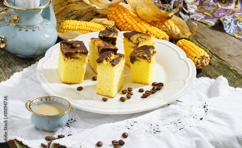 polenta brawnies with coffee and chocolate