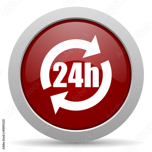 24h red glossy web icon