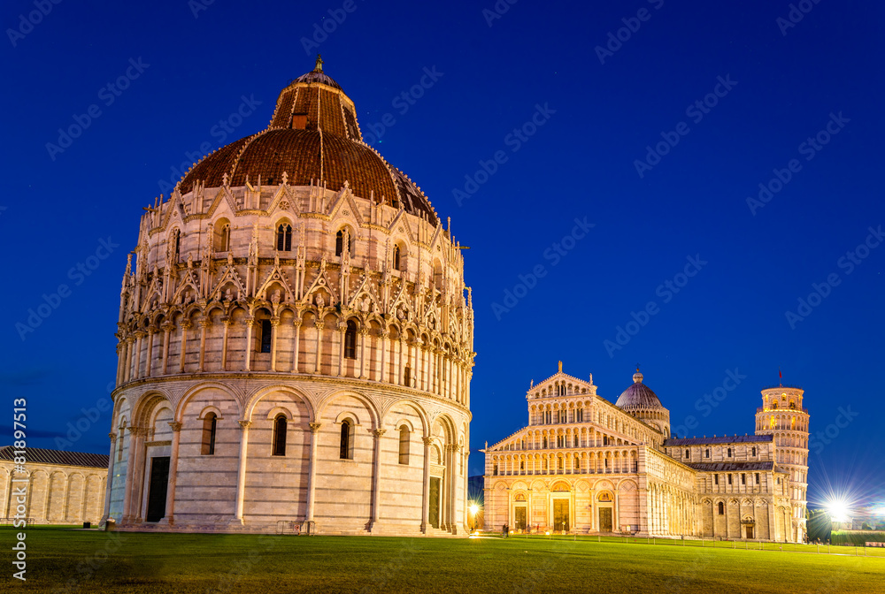 The Pisa Baptistry of St. John in the evening - Italy