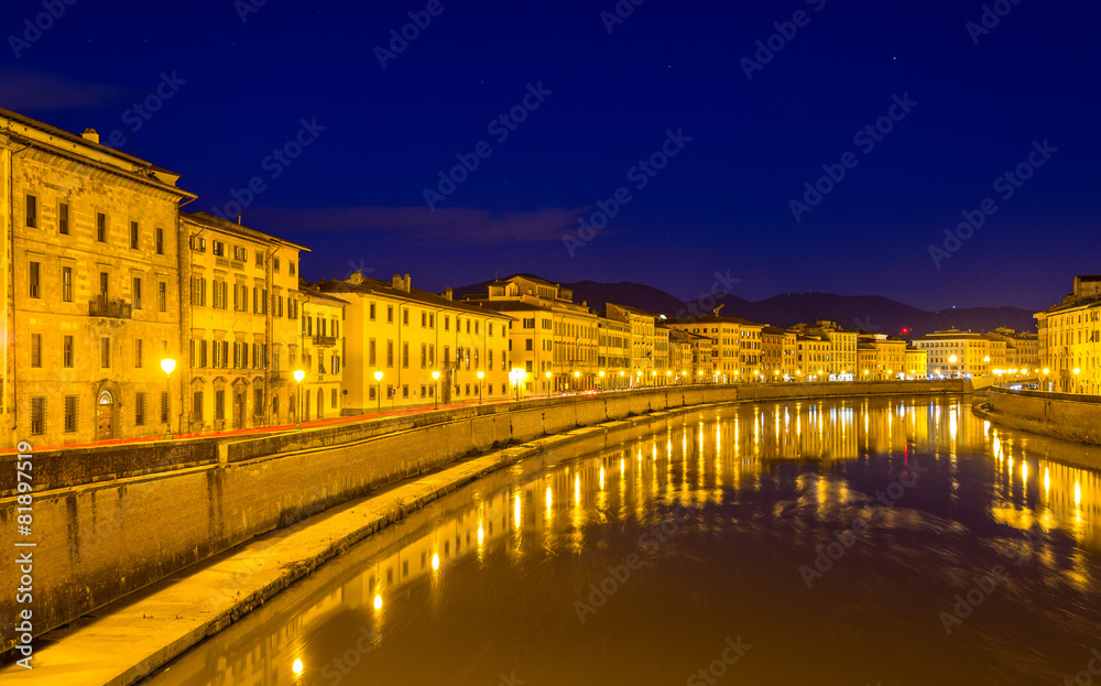 Embankment of Pisa in the evening - Italy