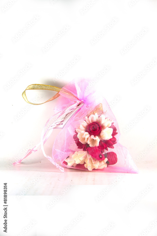 Jasmine garland made from soap in pink bag Jasmine garland made from soap in pink bag