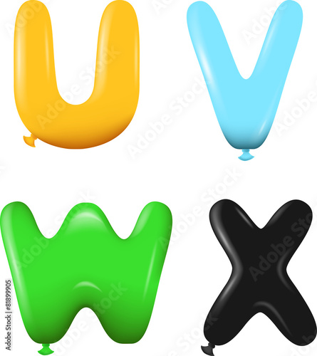 Alphabet letters UVWX colors