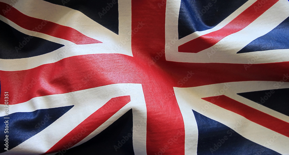 Flag with wrinklescolorful British flag - obrazy, fototapety, plakaty 