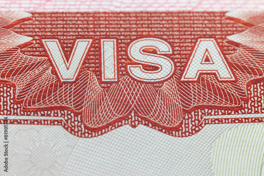 Foreign Visa in a passport page - enjoy travel background
