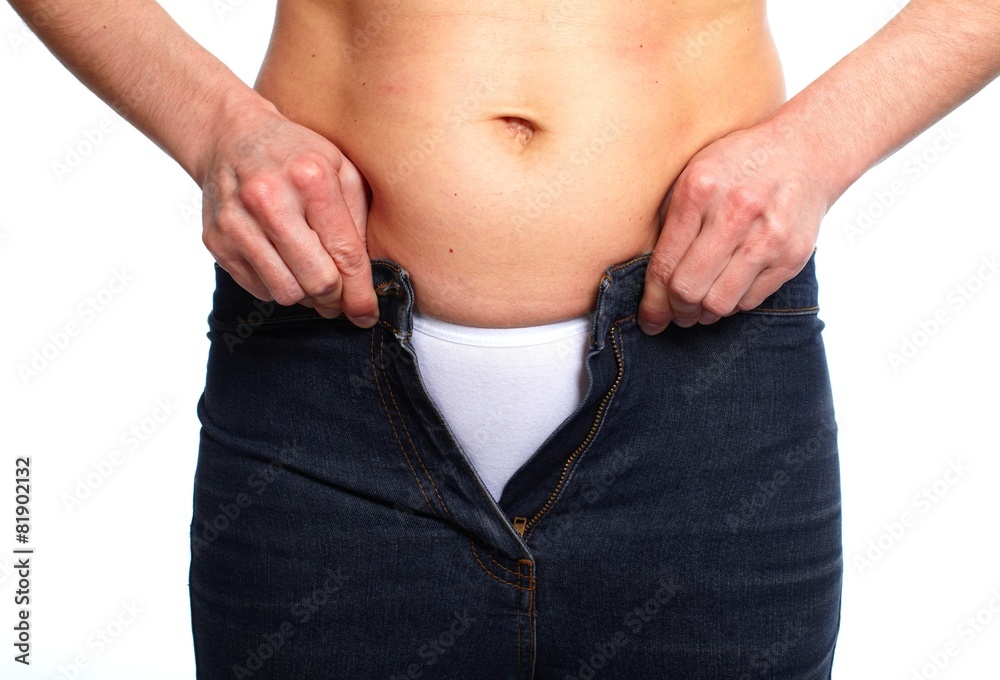 Naklejka premium Woman with fat belly.